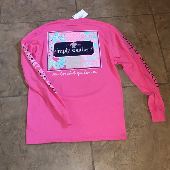 NWT! Long Sleeve Simply Southern Pink Shirt - Picture 2 of 8